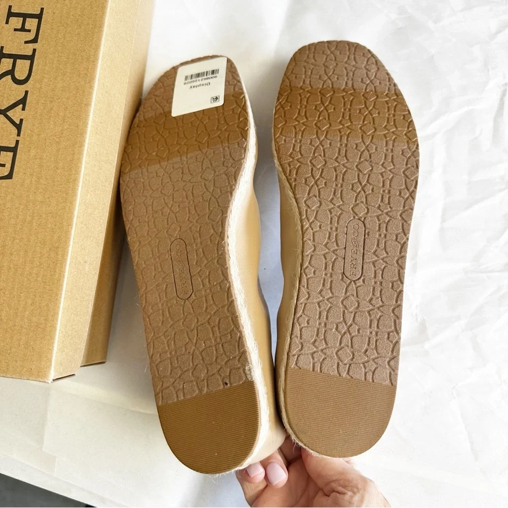 Frye &Co Womens Espadrille Ballet Flats Slip On Tan Beige New Neutral Minimalist